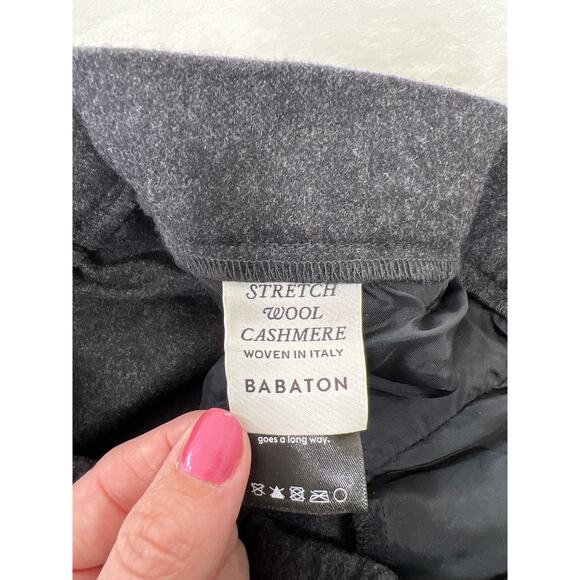 Babaton Cohen Pant Stretch Wool Cashmere Cropped Pleated Dress Pant in Dark Gray - Picture 5 of 8